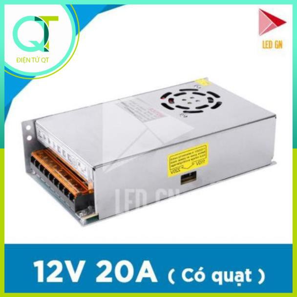 Nguồn 12V 20A Có Quạt - Chuyển Đổi Điện Áp 220V về 12V 20A - 80% Công Suất