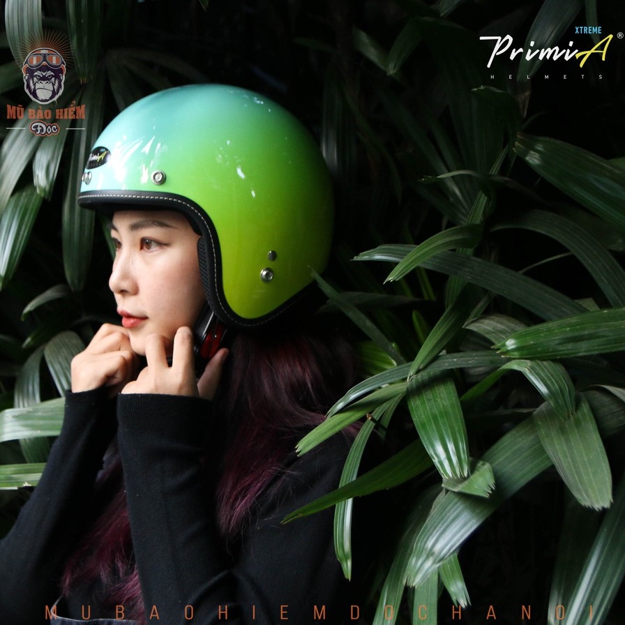 [Kèm Kính] Mũ Bảo Hiểm 3/4 Thiết Kế Cao Cấp PrimiA Xtreme - OMBRE Bình Minh Xanh