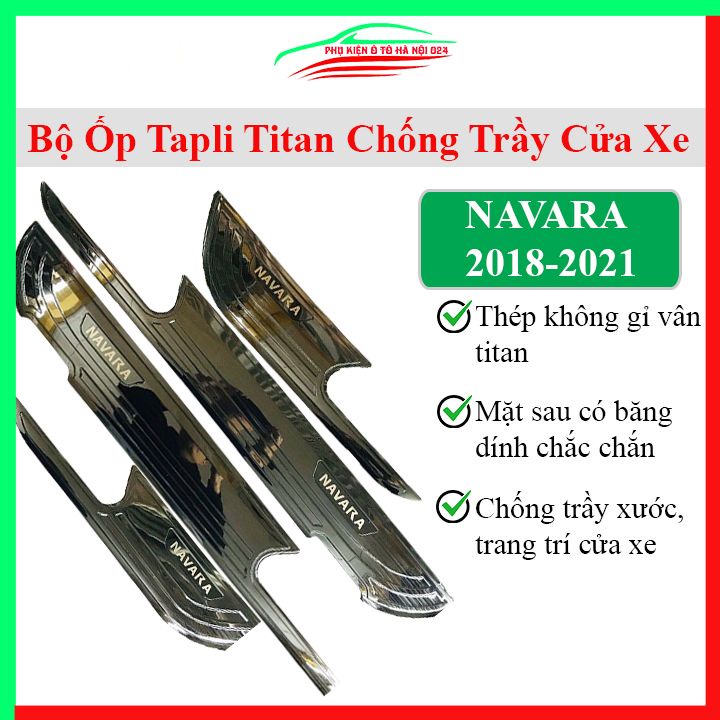 Bộ ốp tapli Navara 2018-2021 vân titan chống xước va đập khi mở cửa và làm đẹp xe