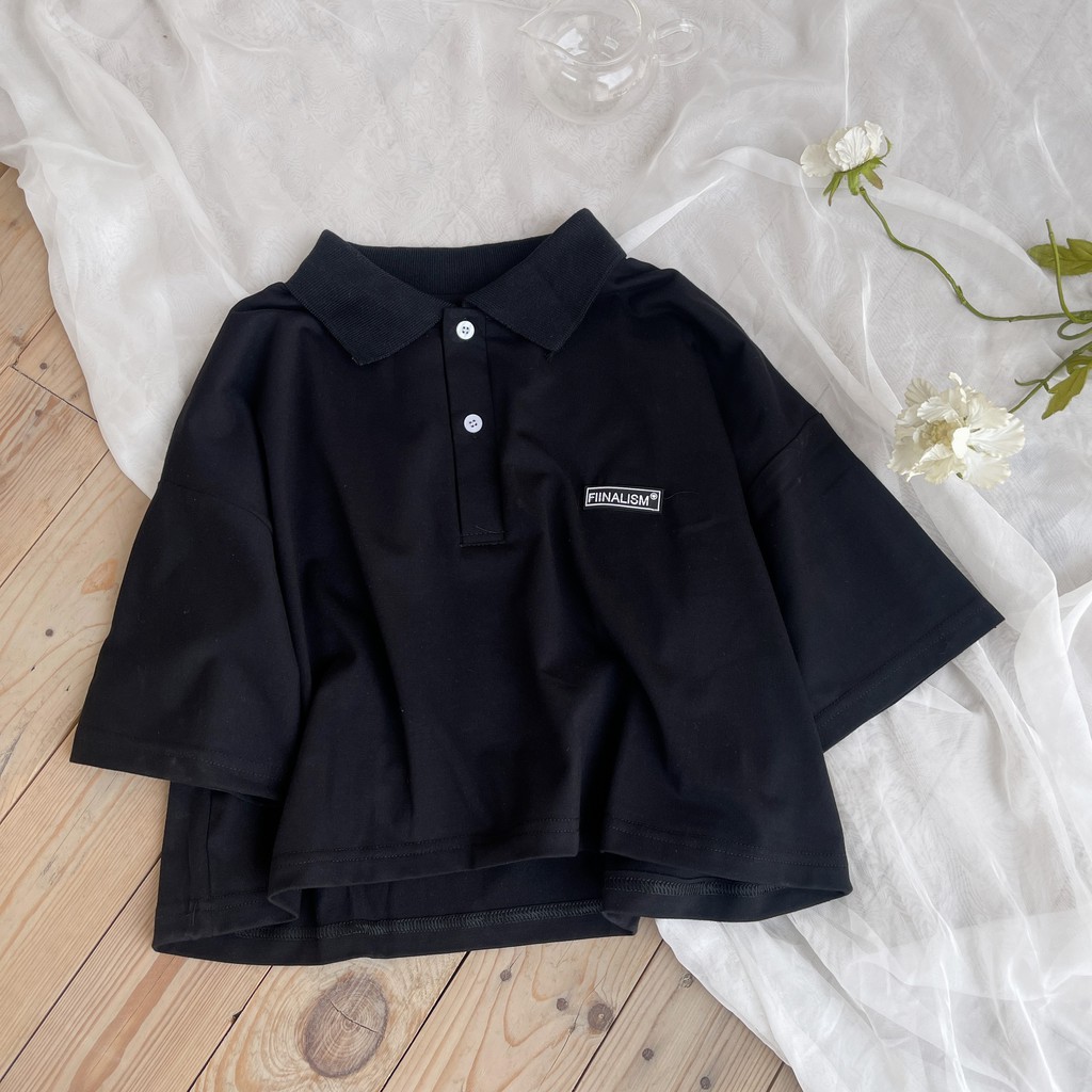 Áo thun croptop polo tay lỡ form rộng nhiều màu Fiinalism ulzzang - Made by Fiin (có ảnh cận chất)