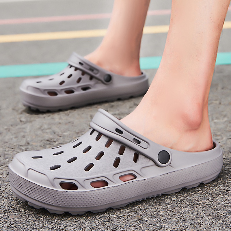 Summer Korean Men Fashion Casual Hole Shoes Breathable Clogs Outdoor Slippers Beach Waterproof Light Sandals Size39-46