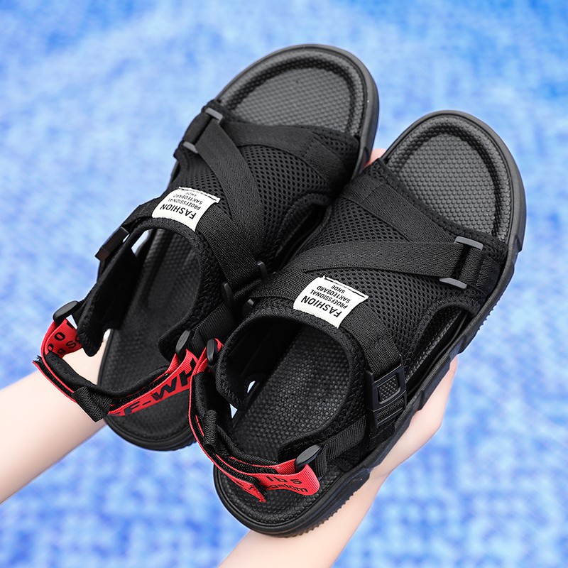 Giày sandal YOZOH cho nam màu đen & đỏ phong cách thời trang size 39-45