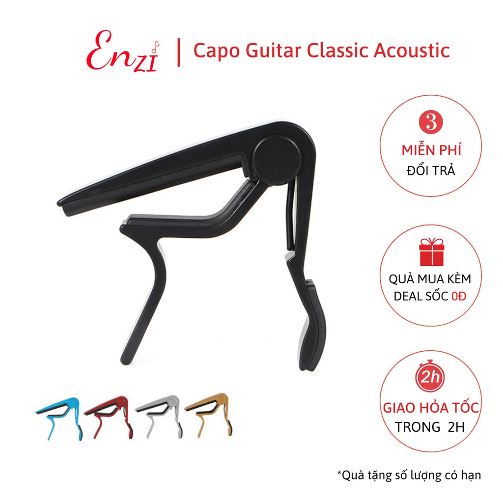 Kẹp capo nhỏ guitar classic acoustic kim loại màu đen Enzi lên tông hạ tông dùng cho mọi loại đàn ghita