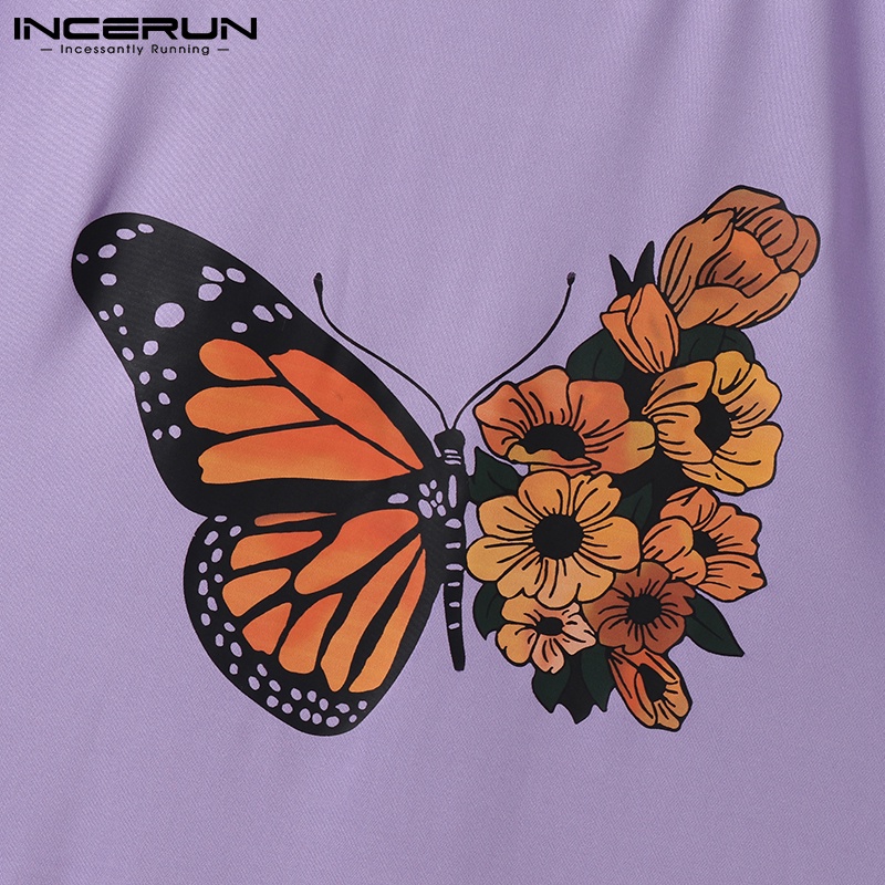 INCERUN Áo Ba Lỗ Nam In Hình Bướm