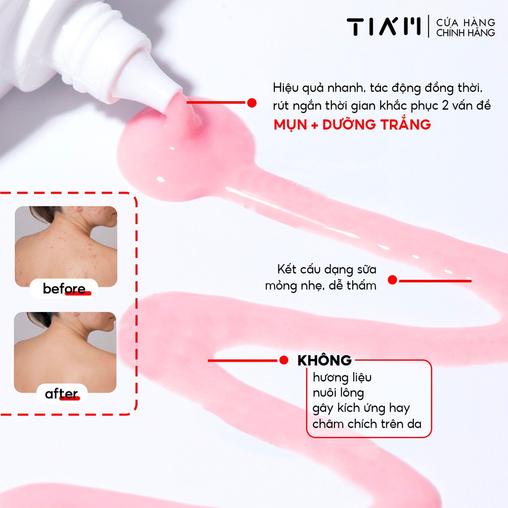 Sữa Dưỡng Thể Giảm Mụn, Dưỡng Trắng Body Calamine, AHA, BHA Tia'm Anti-Blemish Body Lotion 200ml