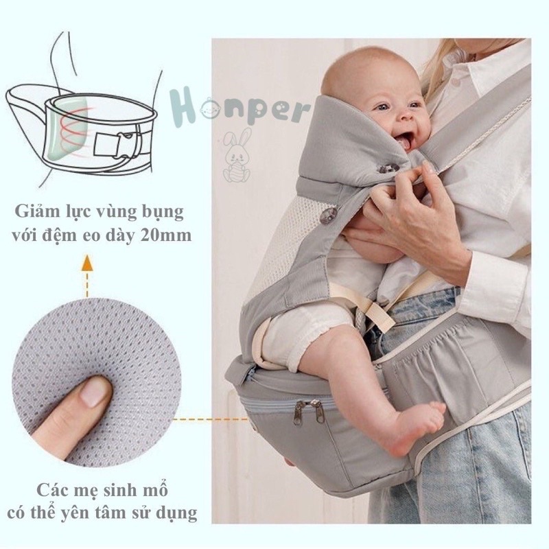 Địu ngồi honper cao cấp chính hãng 9 tư thế an toàn cho bé