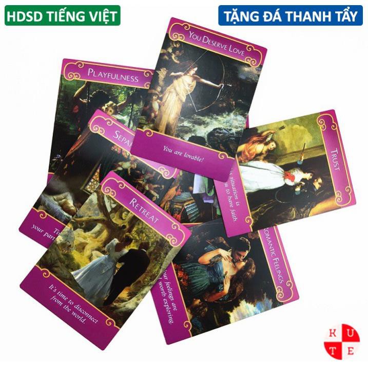 [Size Gốc] Bài Oracle Romance Angels Size Gốc 8.9x12.7 Cm 44 Lá Bài Cán Bóng Tặng Đá Thanh Tẩy Và Hướng Dẫn Tiếng Việt