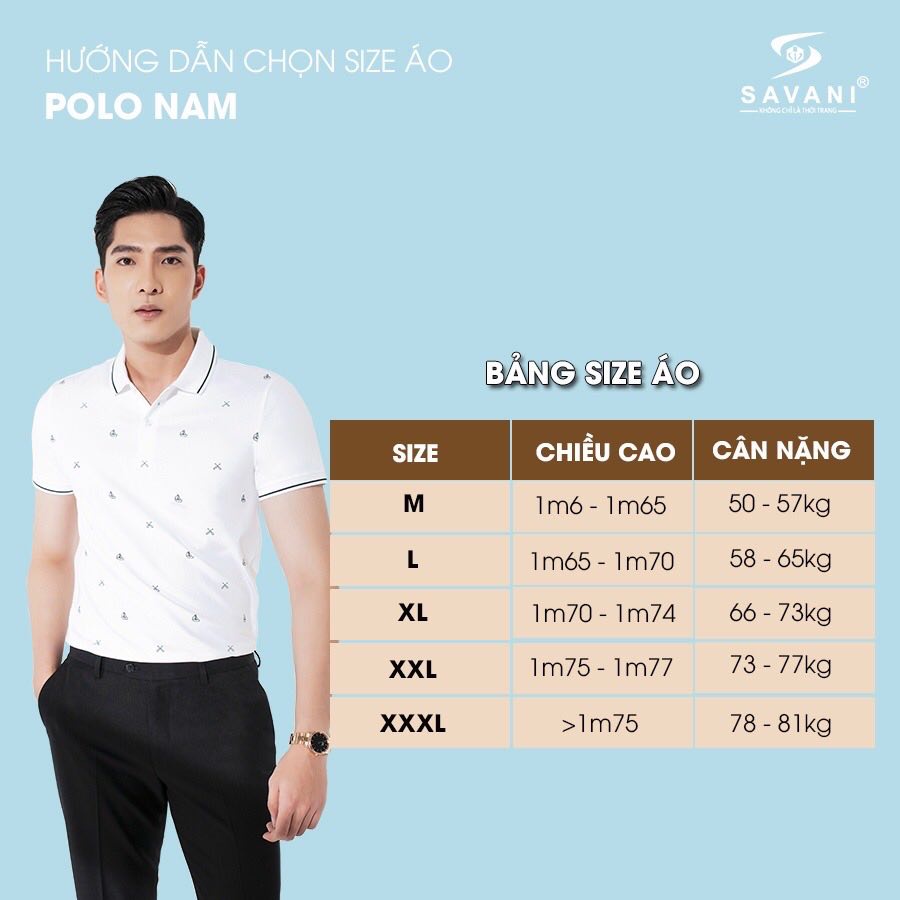 Áo thun Polo nam SAVANI phong cách trẻ trung, co giãn, thoáng mát, thấm hút tốt PL143 | BigBuy360 - bigbuy360.vn