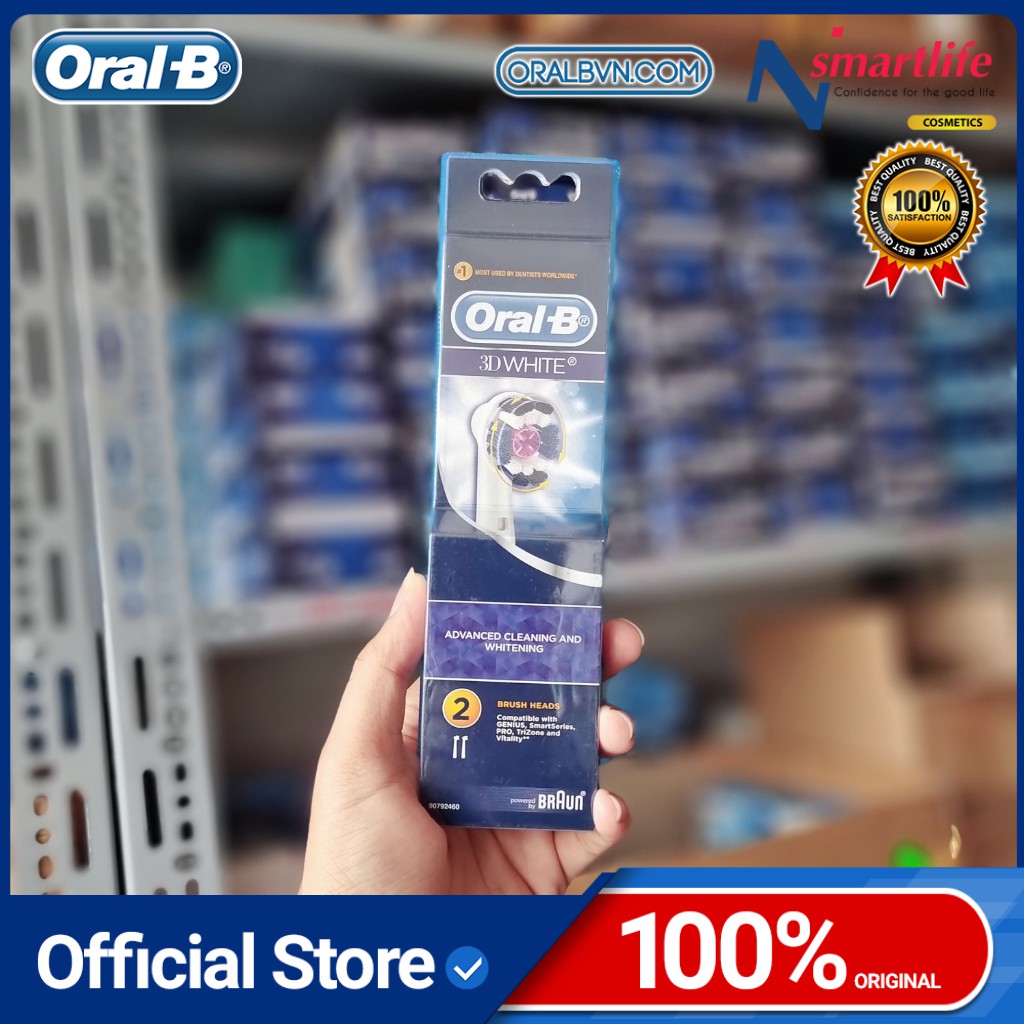 Đầu bàn chải điện Oral B thay thế PRECISION lông dài ngắn khác nhau, làm sạch bề mặt răng tối đa, tan mảng bám