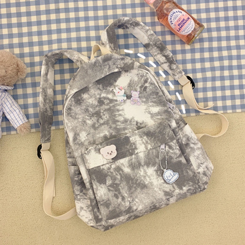 Ba lô Yadou bằng acrylic đeo vai đa năng họa tiết nhuộm màu loang thời trang cho học sinh