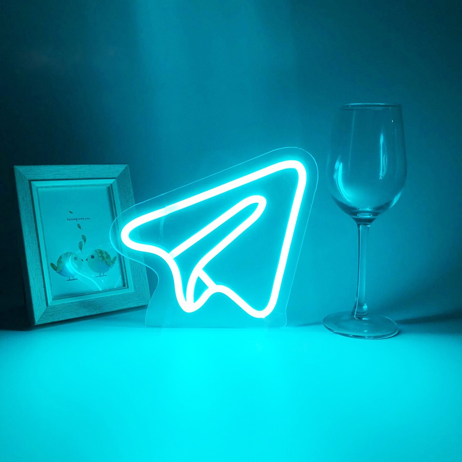 Máy bay giấy đèn led neon sign, decor trang trí phòng đa dạng màu sắc