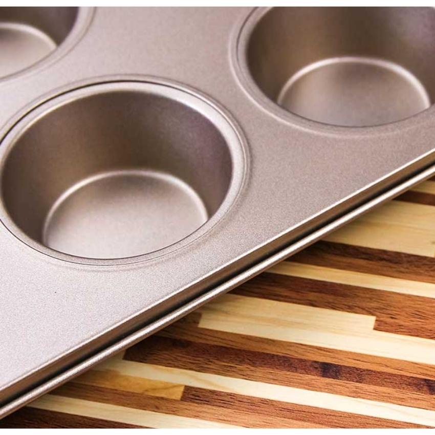Khay Nướng Dụng Cụ Làm Bánh Cupcake Khuôn Muffin 6 Bánh Chống Dính Cao Cấp MÀU VÀNG - TRAY6MUFFD-VANG