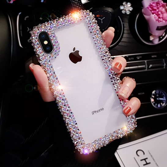 Ốp điện thoại thiết kế viền đính đá lấp lánh sang trọng cho iPhone 6 6S 7 8 Plus XS Max XR 11 12 Pro Max Mini