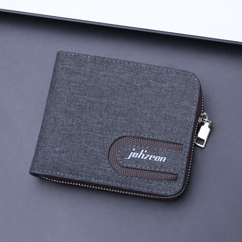 Ví canvas oxford ngắn có khóa kéo phong cách Nhật Bản retro cá tính thời trang đơn giản cho nam