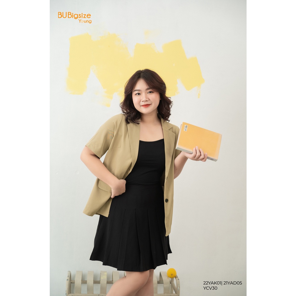 Áo blazer basic tay ngắn 1 hàng cúc BIGSIZE (55kg đến 95kg) - 22YAK01 - [BU Bigsize Young] | BigBuy360 - bigbuy360.vn