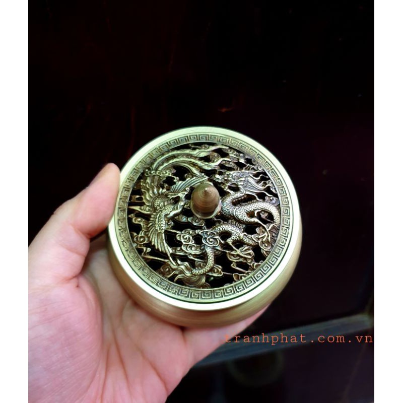 Lư đồng nguyên khối 3 chân và đế đồng