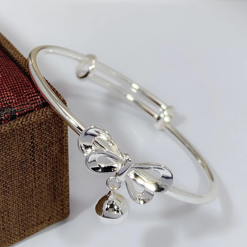 Vòng Tay Thắt Nơ Màu Bạc Phong Cách Hàn Quốc Dễ Thương