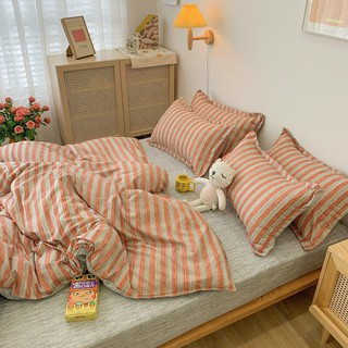 Bộ Chăn Ga Gối Kẻ Cotton Poly