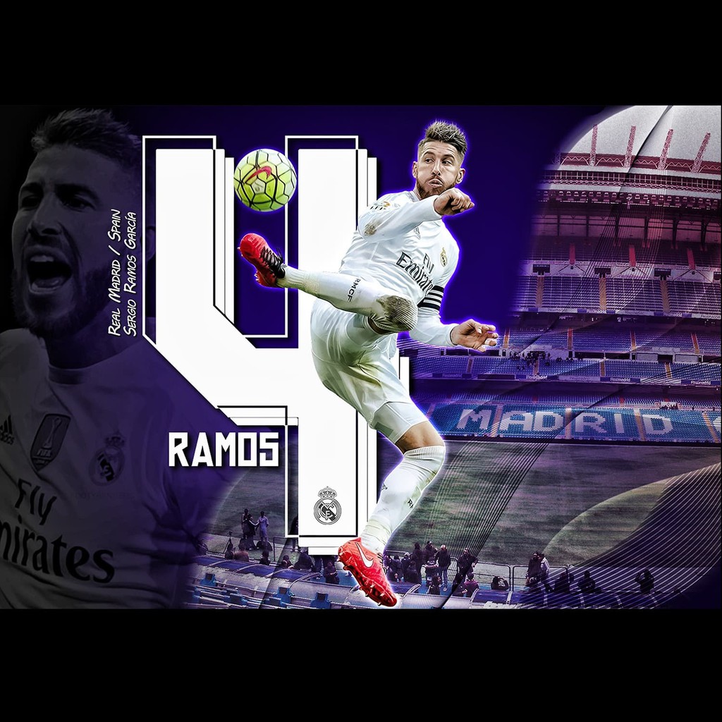 Poster Hình Câu Lạc Bộ Bóng Đá Real Madrid A3 + (30X43Cm) Sergio Ramos 4