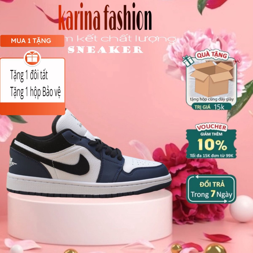 Giày JoDan Cổ Thấp 1 Low MidNight NaVy,🎁 Giày Sneaker JorDan 1 Màu Than Cổ thấp Nam Nữ FULL BILL + BOX