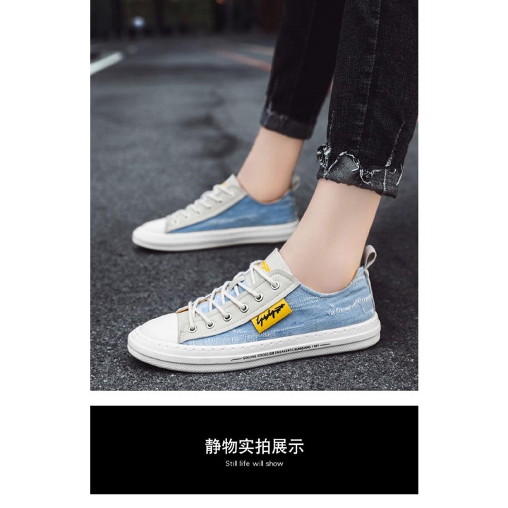 Giày vải canvas đế bằng kiểu Hàn Quốc thờI trang mùa xuân hè mới dành cho nam 2021