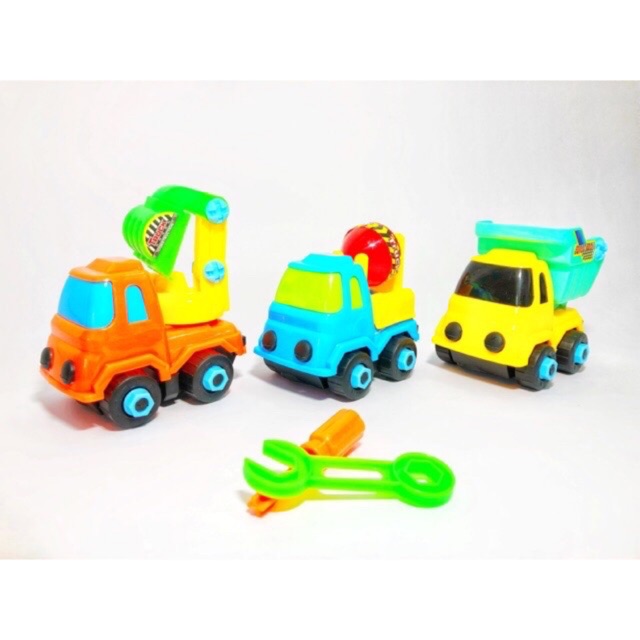 Bộ 3 xe mô hình công trình có phụ kiện tháo lắp