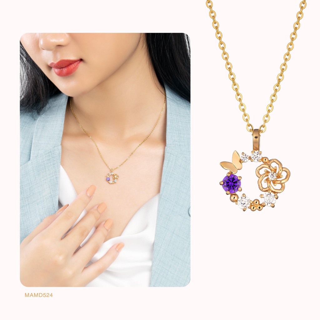 Mặt Dây Chuyền Vàng 14k Forget Me Not MDMAMD524 Huy Thanh Jewelry