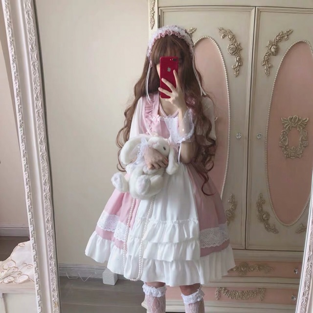 [có sẵn] Đầm / Váy Lolita OP hồng baby