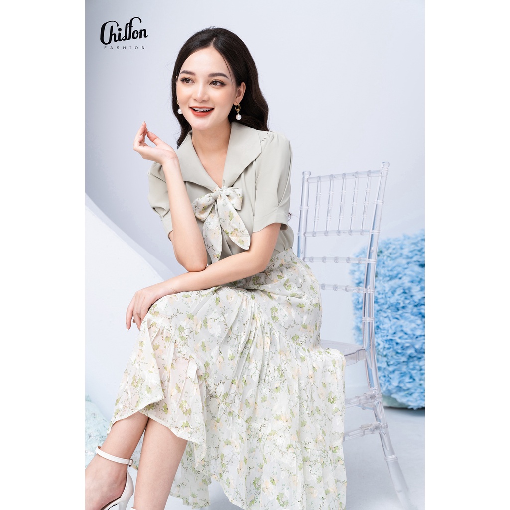 Chân váy xòe nhún bèo 2 tầng cao cấp Chiffon