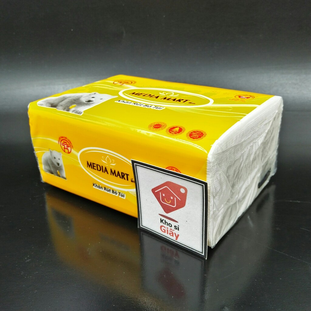 Khăn giấy rút Media bỏ túi 300 tờ/3 lớp siêu dai mềm mịn - Giấy rút trắng loại 1 bịch nhỏ