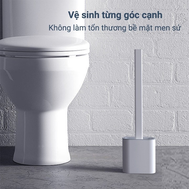 Cọ Vệ Sinh Bồn Cầu, Cọ Toilet Silicon Kèm Hộp Đựng Tiện Dụng, Chổi Vệ Sinh Nhà Tăm Siêu Sạch