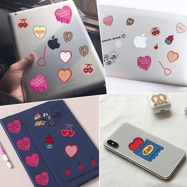 Sticker Trang Trí Dán Sổ, Đồ Dùng Gấu và Trái Tim Style Hàn Quốc