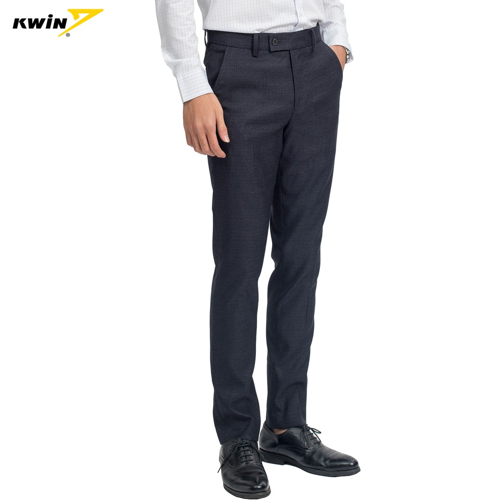 Quần Âu Nam Kwin phom Slim fit tôn dáng, họa tiết kẻ lịch lãm KTR00409