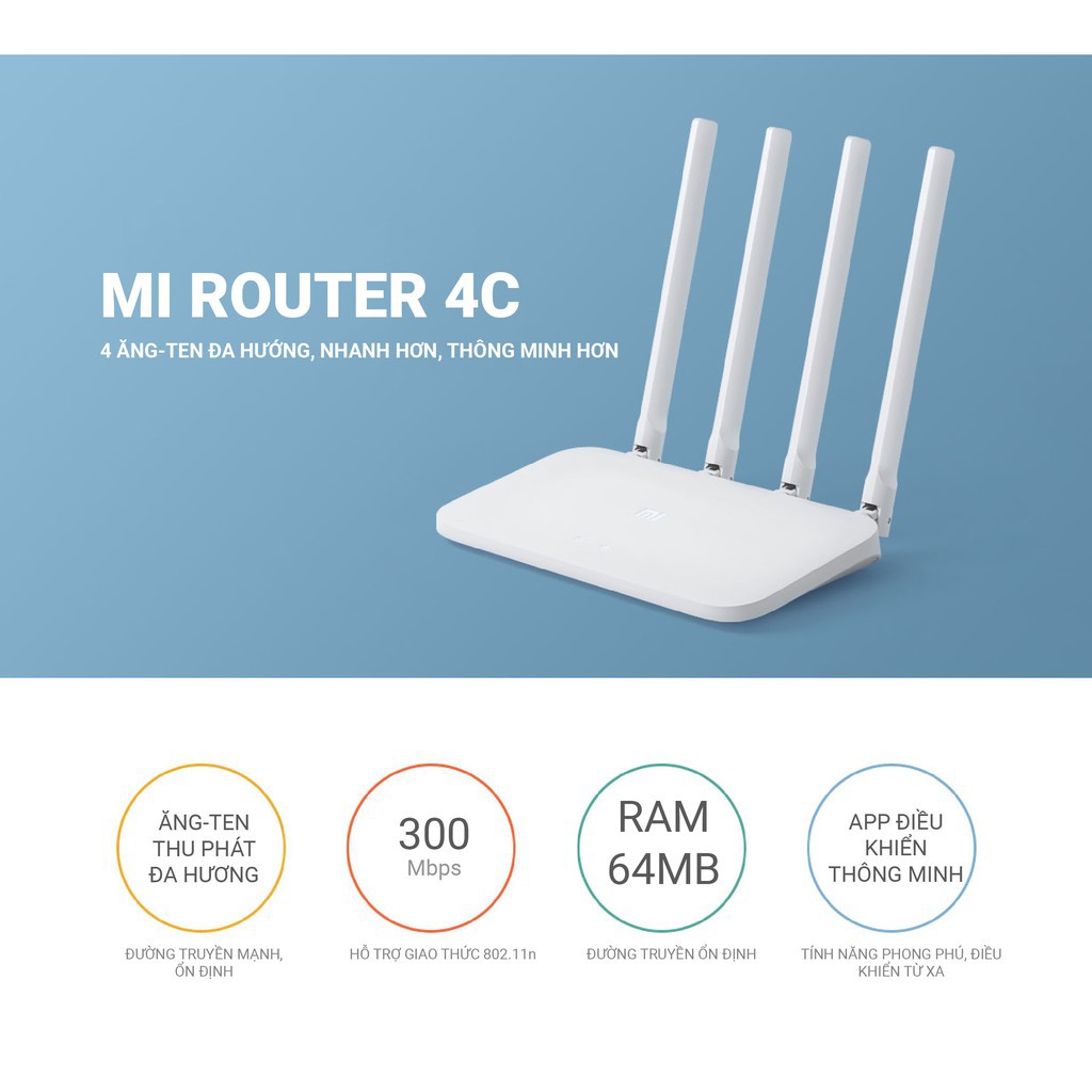 Bộ Phát Sóng Wifi Tốc Độ Cao Xiaomi Mi Router 4C Bản Quốc Tế - Hàng Chính Hãng