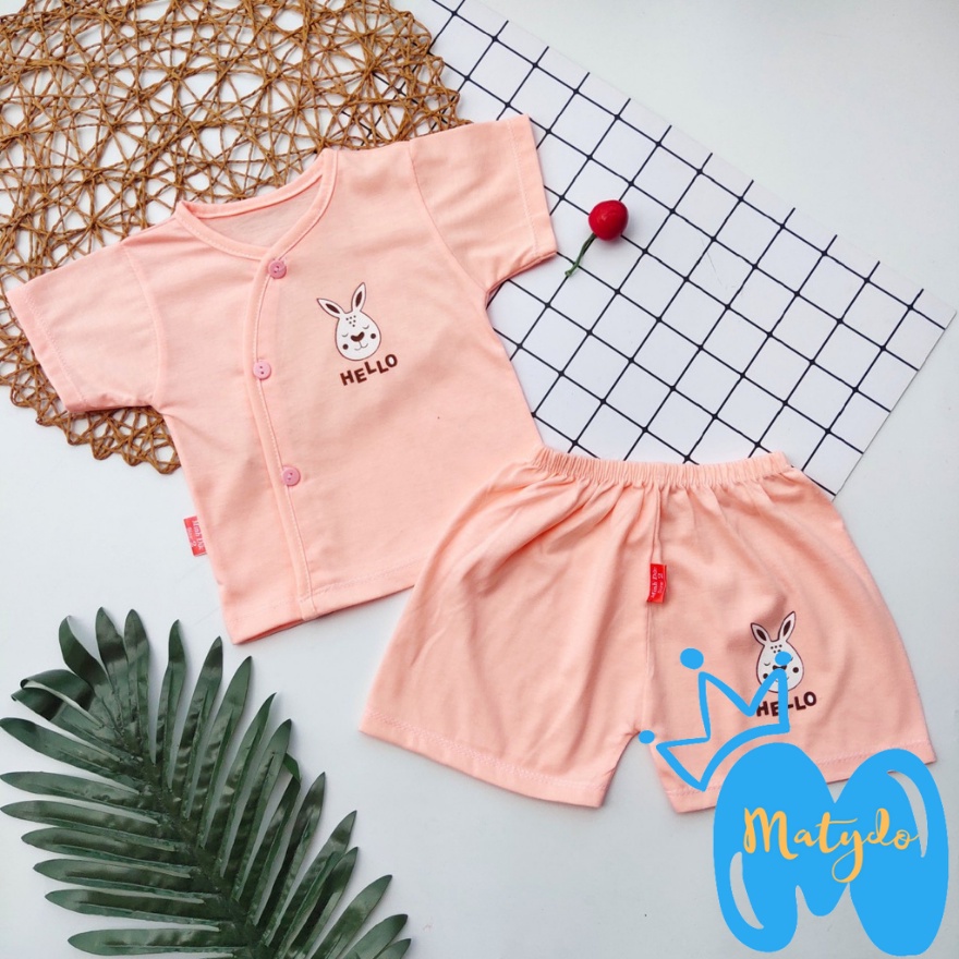Quần áo sơ sinh ngắn tay cho bé trai bé gái mùa hè giá rẻ đồ sơ sinh cho bé HELLO cộc cúc chéo