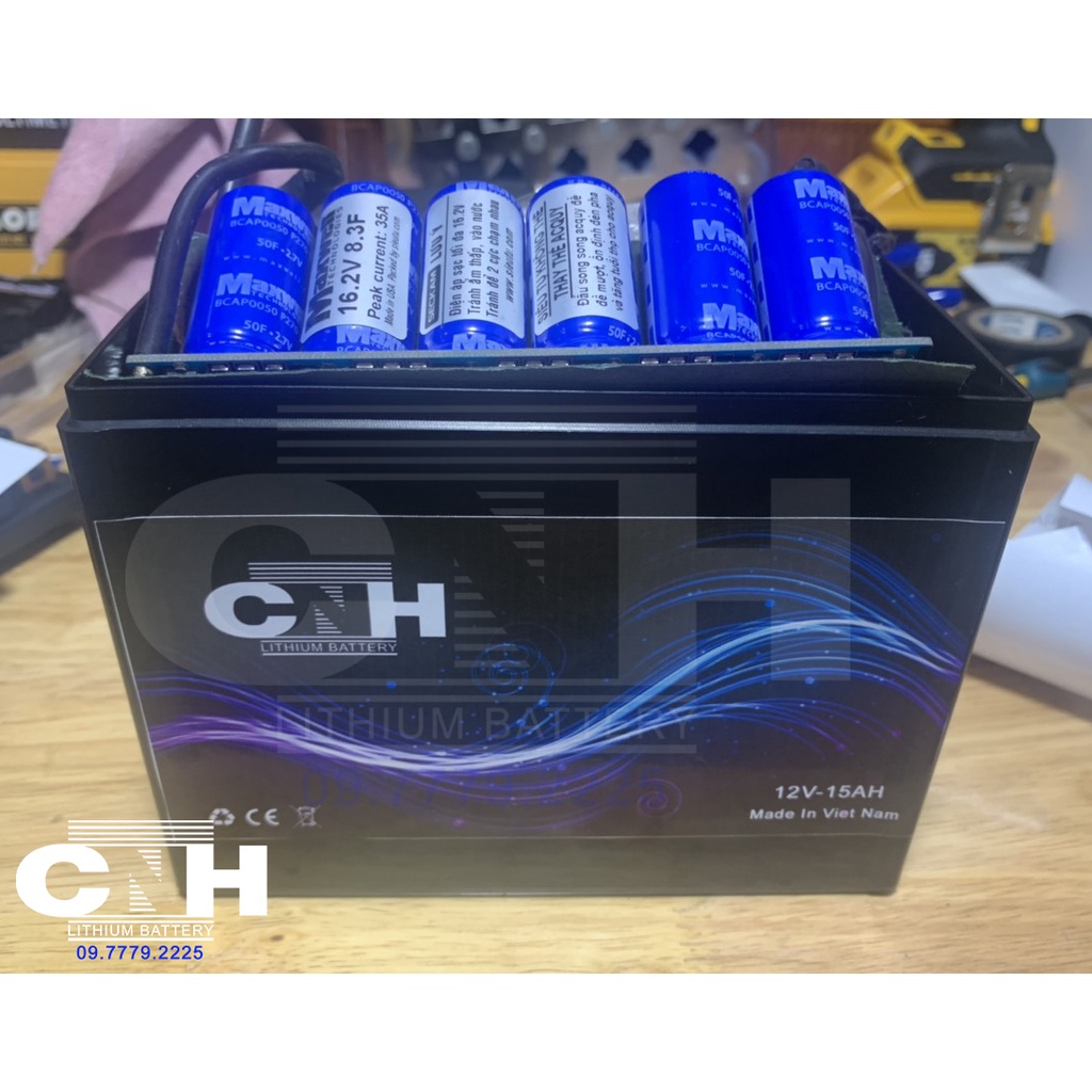 Bình ắc quy Lithium 12V - 15Ah + siêu tụ. Chuyên dùng cho xe moto PKL