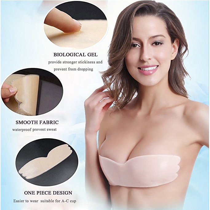 Áo Ngực Không Dây Bằng Silicone Màu Trơn Đơn Giản Thời Trang Cho Nữ