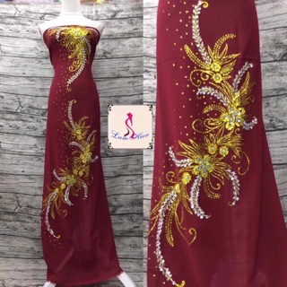 Vải áo dài đính cườm