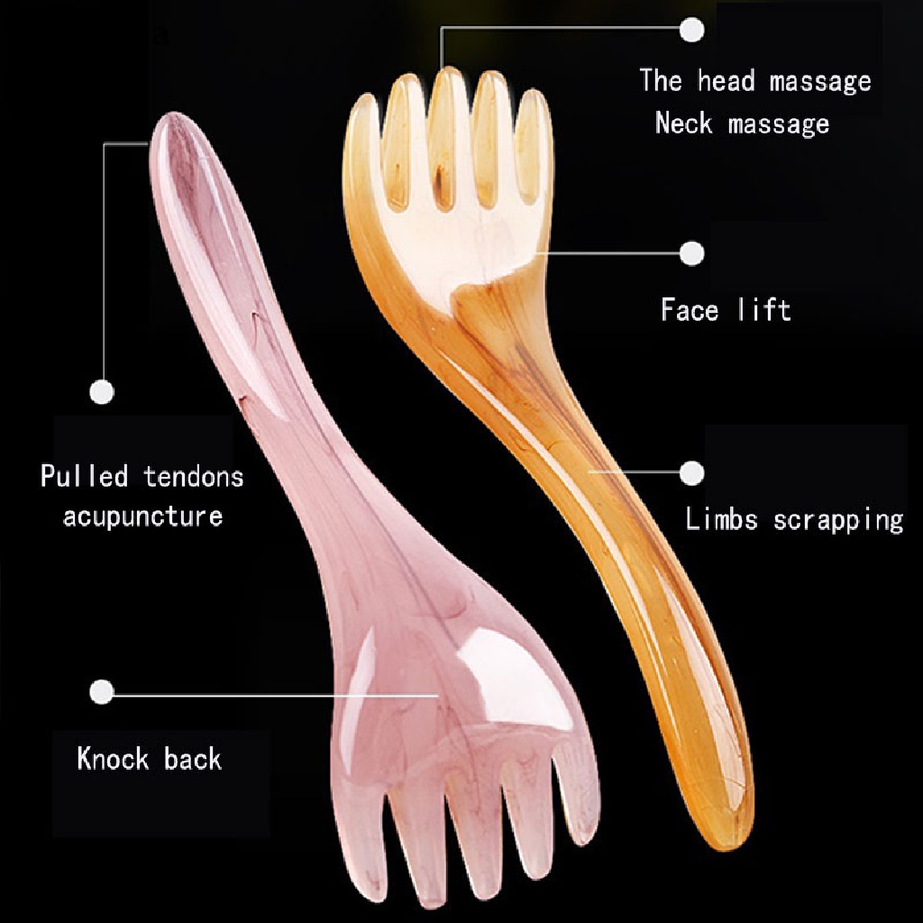 Lược mát xa đầu gua sha 5 móng chất liệu sáp ong resin tiện lợi