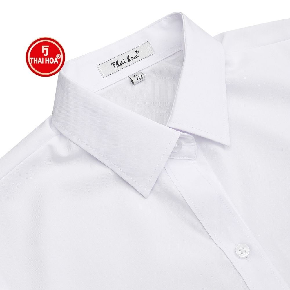 Áo sơ mi nữ Thái Hòa vải cotton thoáng mát màu trắng N047-01-01