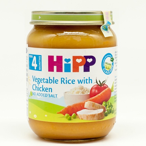 Dinh dưỡng đóng lọ HiPP thịt gà, cơm nhuyễn và rau tổng hợp (125g)