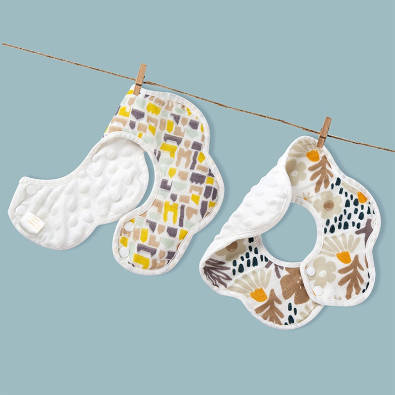 Yếm Ăn Vải Gạc Cotton Lông Chồn Mềm Mại In Họa Tiết Hoạt Hình Cánh Hoa Dành Cho Bé
