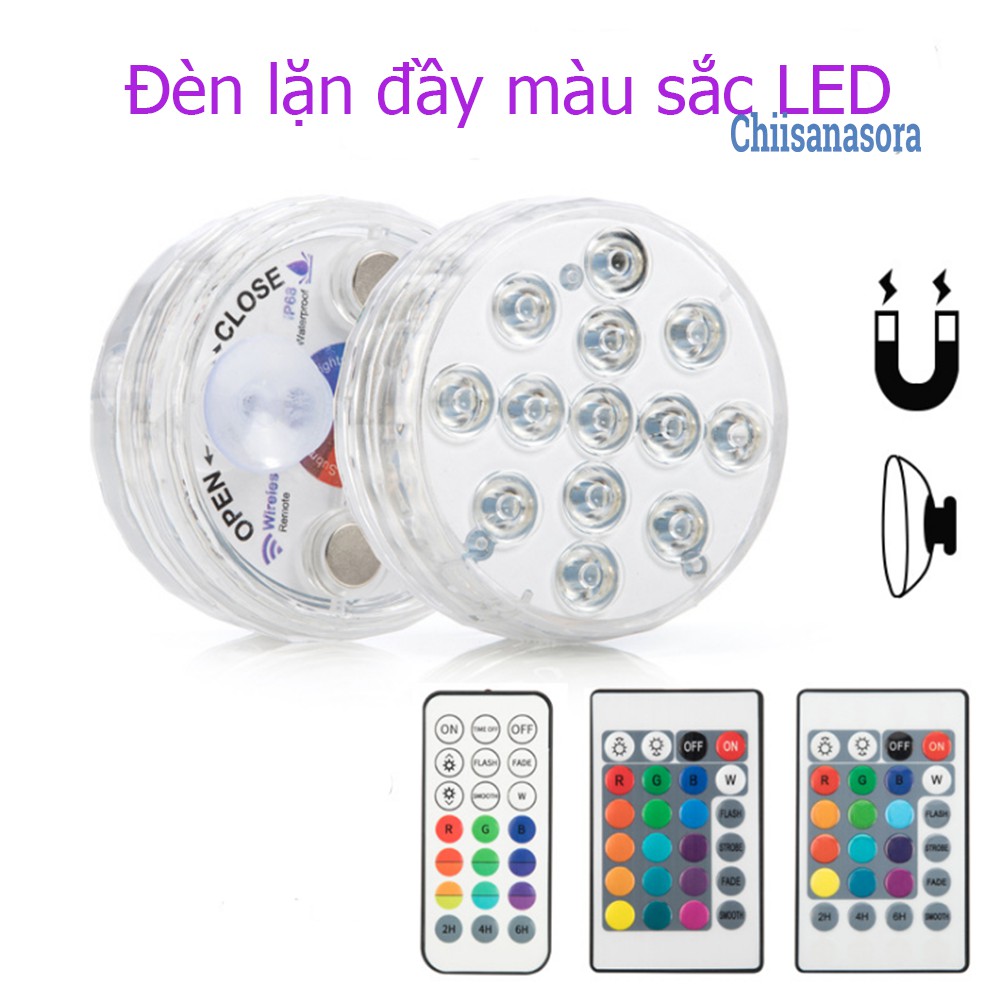 Đèn trang trí dưới nước điều khiển từ xa RF – Led lặn nam châm kép và cốc hút đôi,bể bơi, bồn tắm,hồ cá