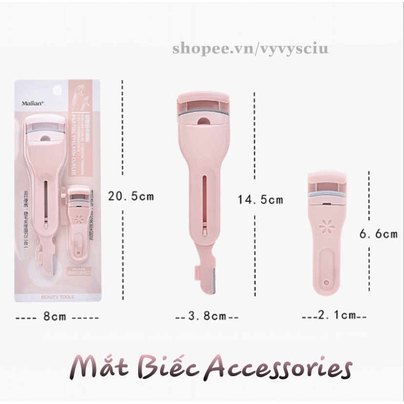 mila1618 Kẹp bấm mi trên & dưới kèm cạo lông mày mini bỏ túi Manila