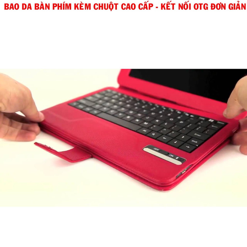 Bao da + Bàn phím + Chuột Dành Riêng cho điện thoại / máy tính bảng từ 4-7 inch TẶNG chui chuyển đổi type-c (màu đen)