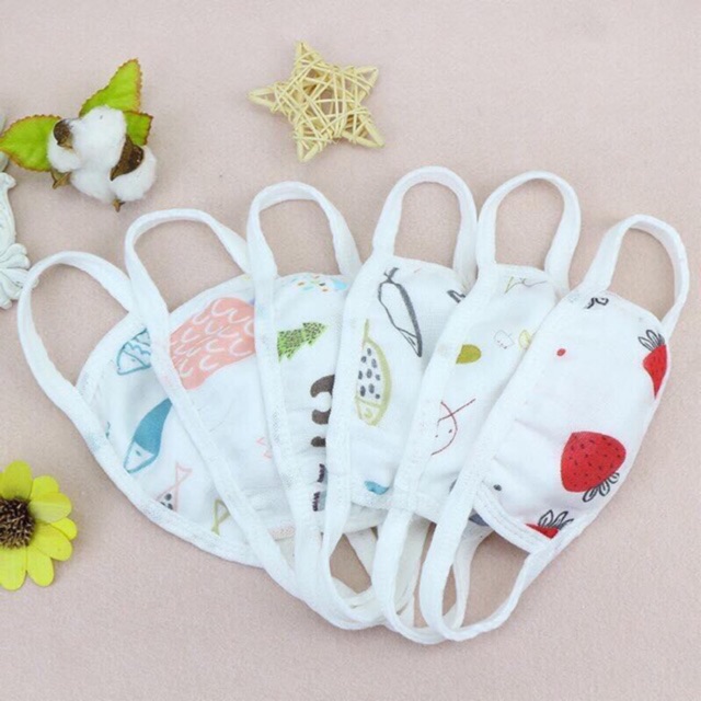 Set 5 khẩu trang Jasmine Baby vải sợi tre 6 lớp cho bé 6-10 tuổi