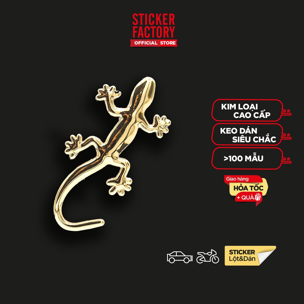 Sticker metal hình dán kim loại - Thằn Lằn Vàng - STICKER FACTORY