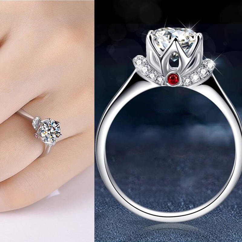 Nhẫn Đeo Tay + 1 Nhẫn Xi Mạ Bạc 925 Đính Đá Moissanite