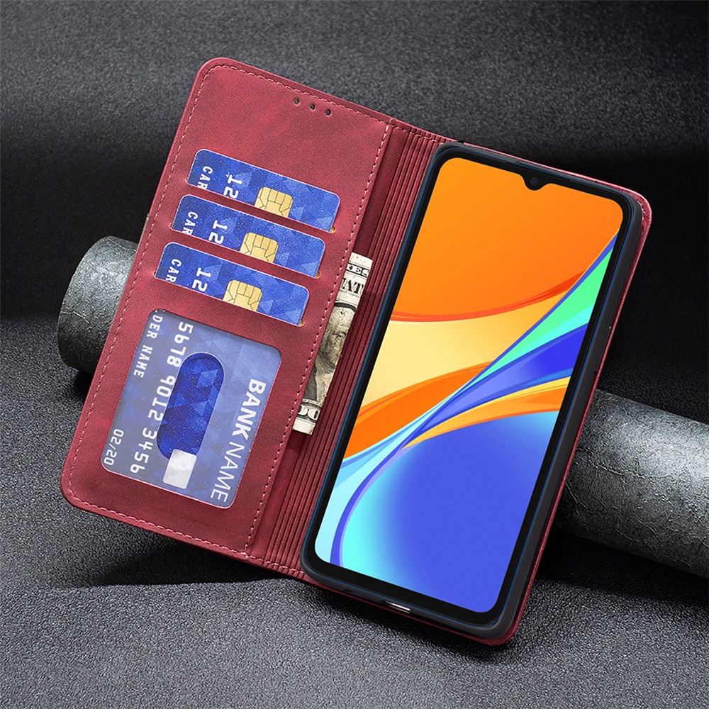 Bao Da Điện Thoại PU Phối TPU Nắp Gập Tích Hợp Ngăn Đựng Thẻ Sang Trọng Cho Redmi 10C 9A 9C NFC 9i 9T