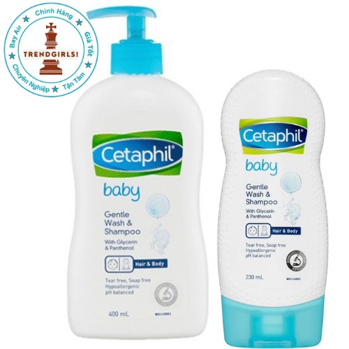 Sữa tắm gội toàn thân cho bé 2in1 Cetaphil Baby Wash &amp; Shampoo, Úc (230ml/400ml) cho trẻ từ sơ sinh